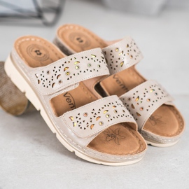 Evento Chinelos de velcro confortáveis marrom 1