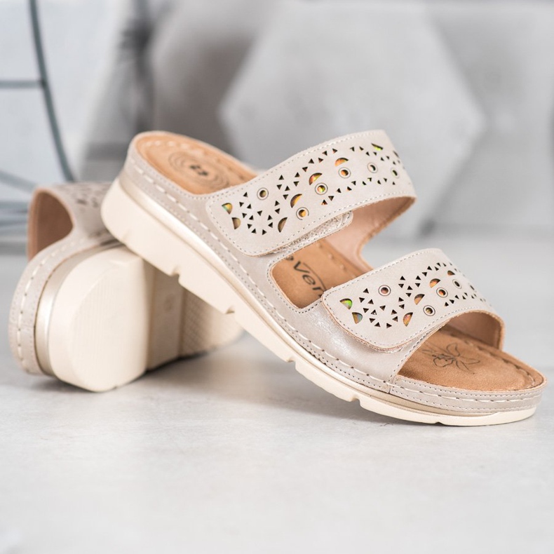 Evento Chinelos de velcro confortáveis castanho 2