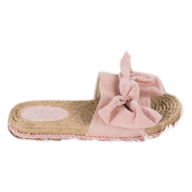 Small Swan Chinelos elegantes com laço rosa 2 Small Swan Chinelos elegantes com laço rosa 2