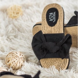 Small Swan Chinelos elegantes com laço preto 2