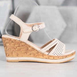 GOLL Sandálias de cunha com couro ecológico castanho 1