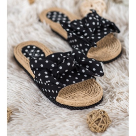 Small Swan Chinelos elegantes com laço preto 1