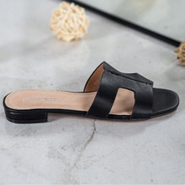 SHELOVET Chinelos clássicos de couro ecológico preto 2