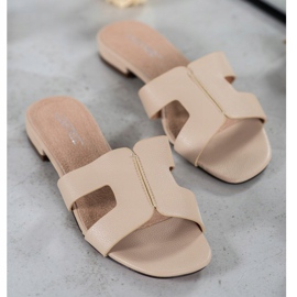 SHELOVET Chinelos clássicos de couro ecológico castanho 1