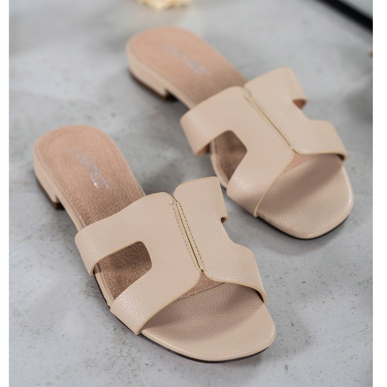 SHELOVET Chinelos clássicos de couro ecológico marrom 1