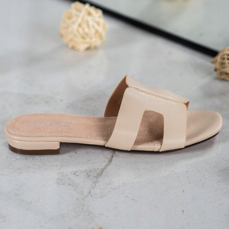 SHELOVET Chinelos clássicos de couro ecológico castanho 2