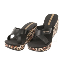 Chinelos de cunha Ipanema 82856 femininos castanho preto 2