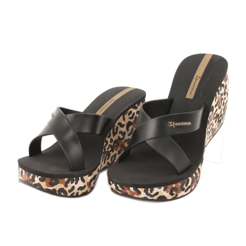 Chinelos de cunha Ipanema 82856 femininos castanho preto 2