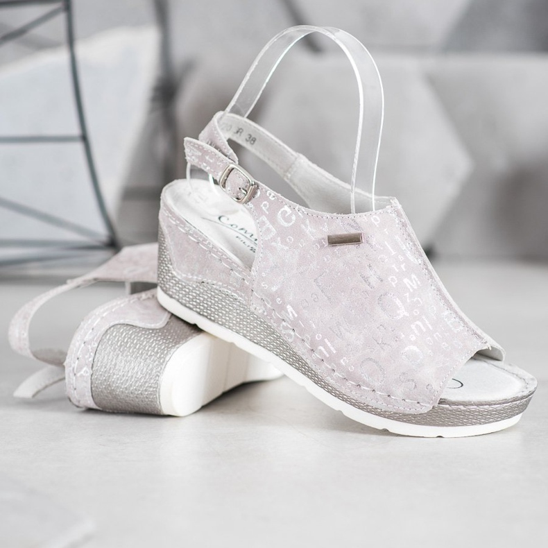 Filippo Sandálias folheadas de couro cinza 1