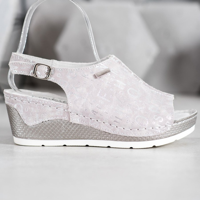 Filippo Sandálias folheadas de couro cinza 2