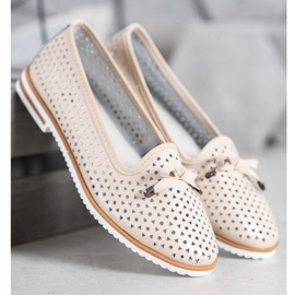 SHELOVET Sapatos de couro com padrão perfurado castanho 1