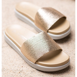 SHELOVET Chinelos clássicos dourados 1