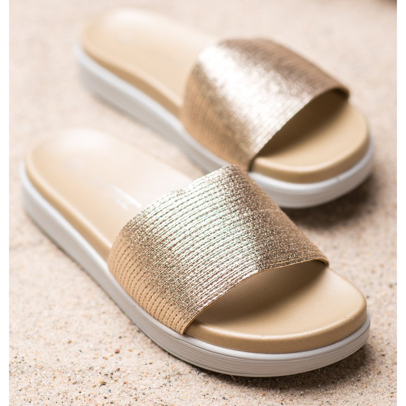 SHELOVET Chinelos clássicos dourados 1