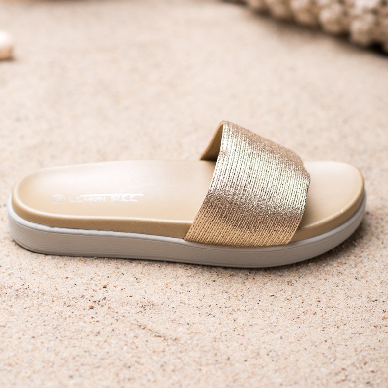 SHELOVET Chinelos clássicos dourados 2