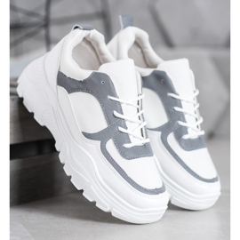 SHELOVET Tênis atados da moda branco 1