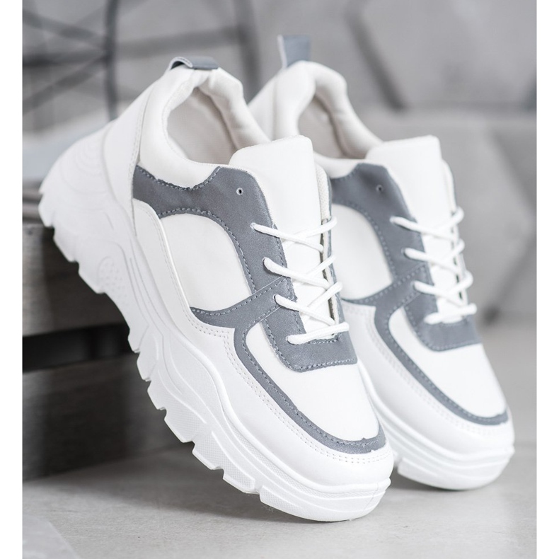 SHELOVET Tênis atados da moda branco 1