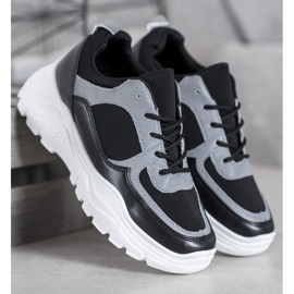 SHELOVET Tênis atados da moda preto 2