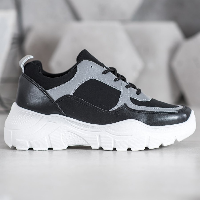 SHELOVET Tênis atados da moda preto 1