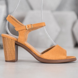 SHELOVET Sandálias Camel Suede marrom 2