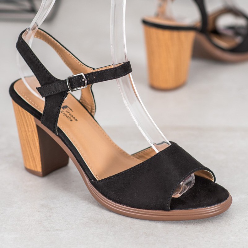 SHELOVET Sandálias de camurça preta preto 1