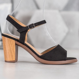 SHELOVET Sandálias de camurça preta preto 2