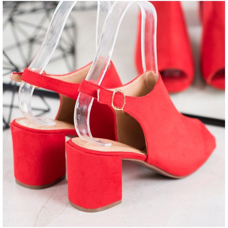 SHELOVET Sandálias clássicas de salto alto vermelho 1