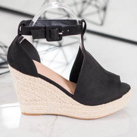 Queen Vivi Cunhas de camurça embutida preto 2