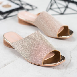 SHELOVET Chinelos elegantes com brilho amarelo 1