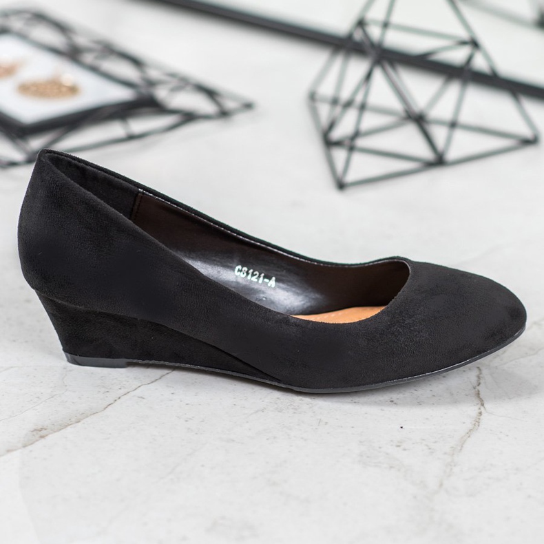 SHELOVET Bombas de cunha preta preto 2