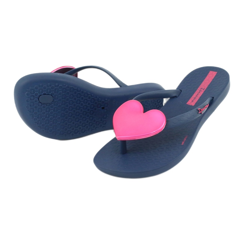 Flip Blue Firly Flip -Flops com um coração rosa de ipanema 3