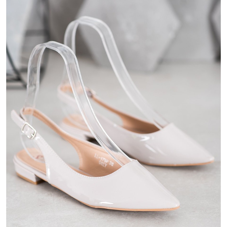 Seastar Sapatos de couro envernizado com salto exposto cinza 1