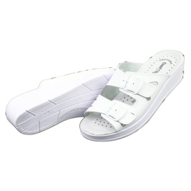 Flip de couro feminino Flips White Wedges branco 3