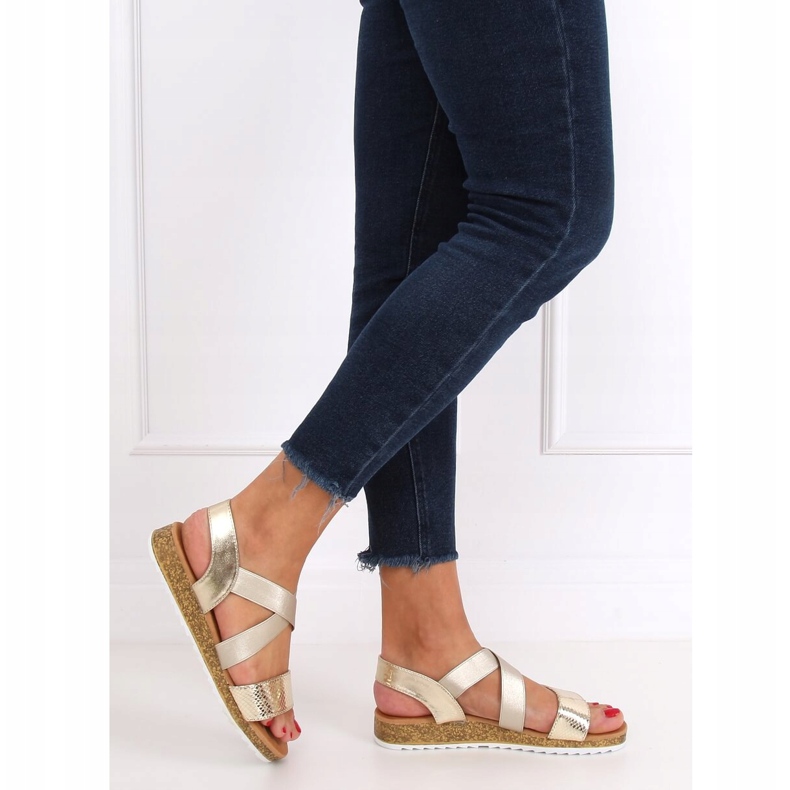 AM042 Gold feminino ouro sandálias dourado 1