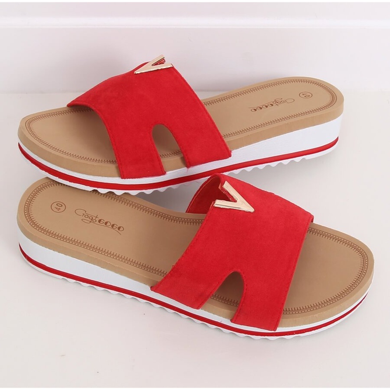 Chinelos vermelhos femininos vermelhos G-5035 Vermelho 2