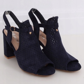 Sandálias de salto alto perfuradas LL79 Blue azul marinho 1