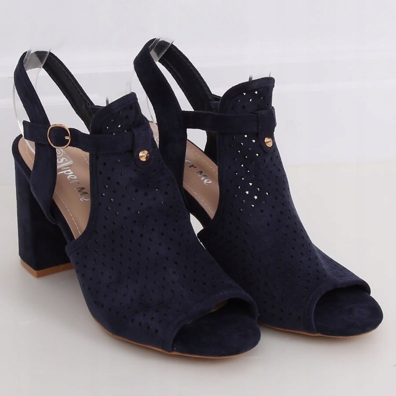 Sandálias de salto alto perfuradas LL79 Blue azul marinho 1
