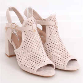 Sandálias de salto alto bege aberturas LL79 Beige 1