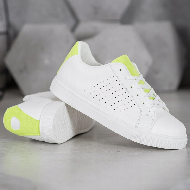 SHELOVET Sapatos Brancos com Inserção de Camurça 1