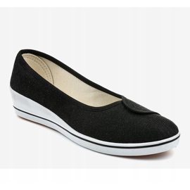 Tênis preto tênis de cunha brilhante K-1-002 1