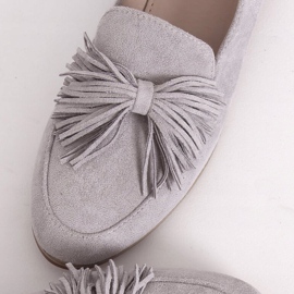 Mocassins femininos cinza com franjas T357P cinza 1