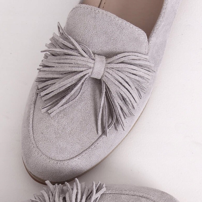 Mocassins femininos cinza com franjas T357P cinza 1