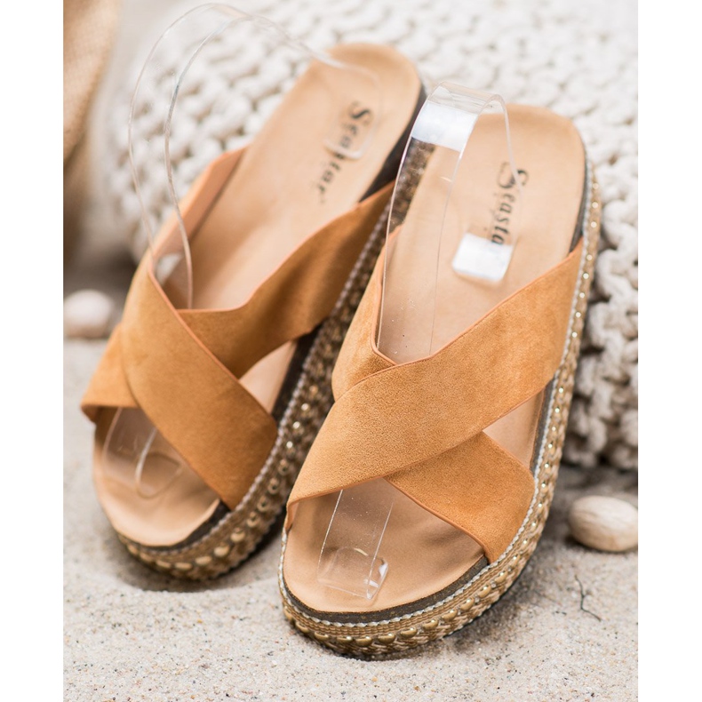 Seastar Chinelos confortáveis ​​na plataforma bege 1