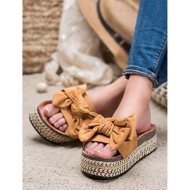 Seastar Chinelos com laço na plataforma marrom multicolorido 2