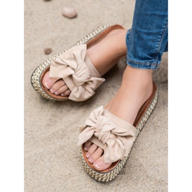 Seastar Chinelos com laço na plataforma marrom multicolorido 2