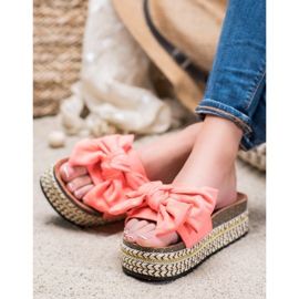 Seastar Chinelos com laço na plataforma multicolorido rosa 2