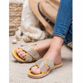 Cm Paris Chinelos elegantes com zircônia cúbica amarelo 1