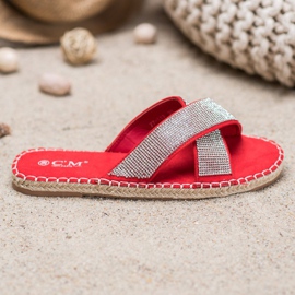 Cm Paris Chinelos elegantes com zircônia cúbica vermelho 2
