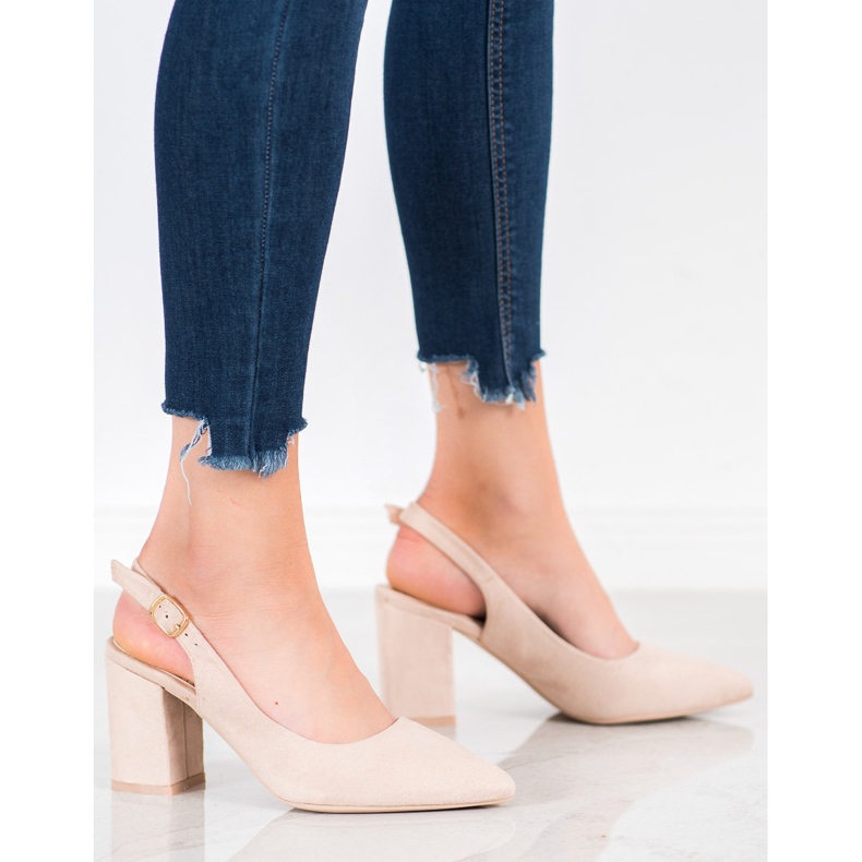 Seastar Bombas de camurça com salto aberto castanho 1