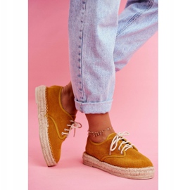 MSMG Alpercatas femininas em plataforma de linho amarelo Sonya 2