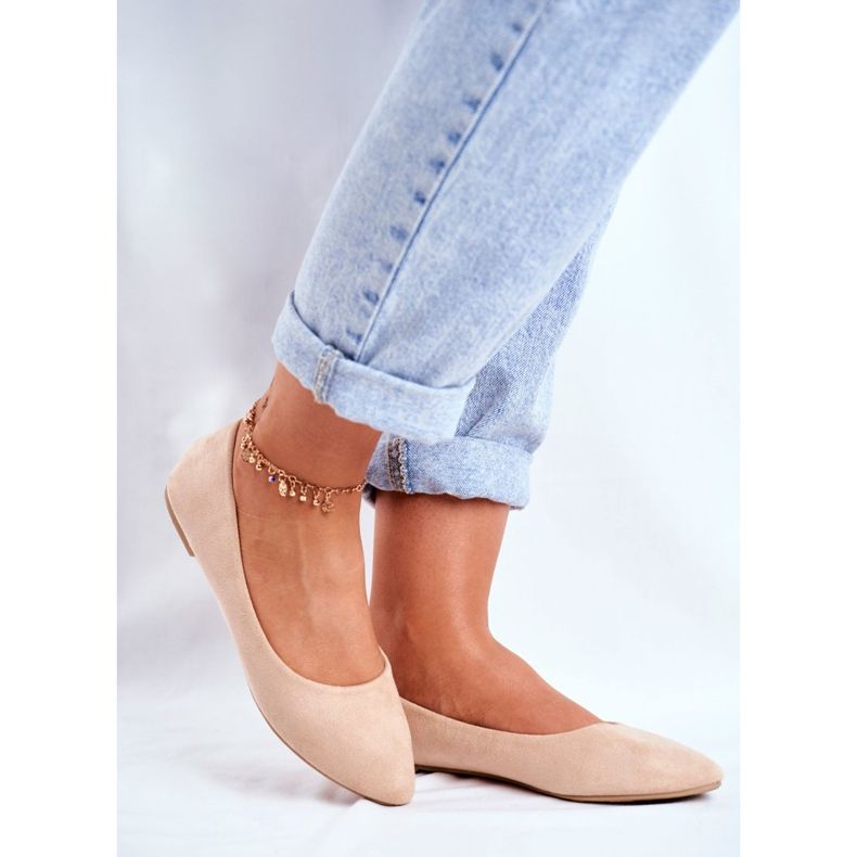 SEA Bailarinas femininas camurça bege bueno 2